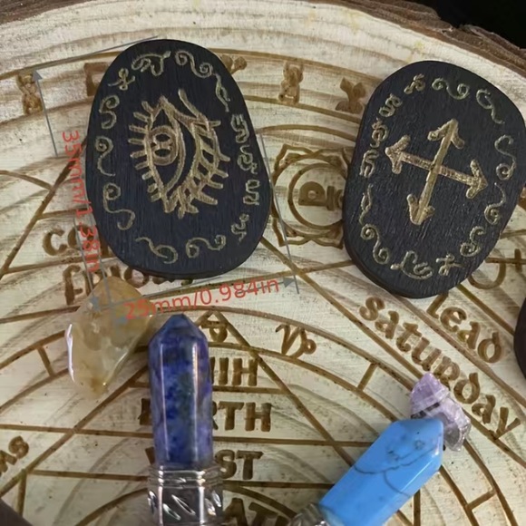 Other | 14pc Wooden Runes Stone Set Witch Engraved Rune Symbol Wiccan ...